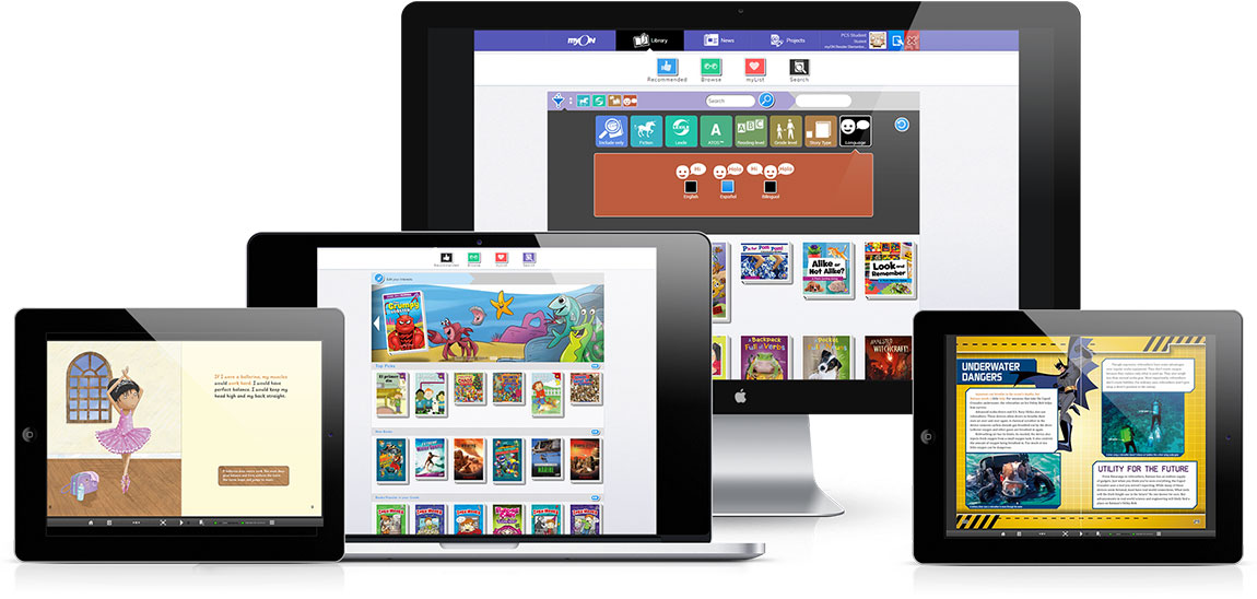 myON digital library on multiple devices