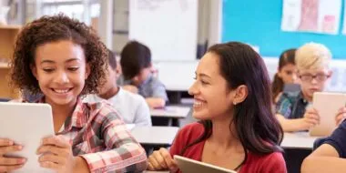 Teacher smiling