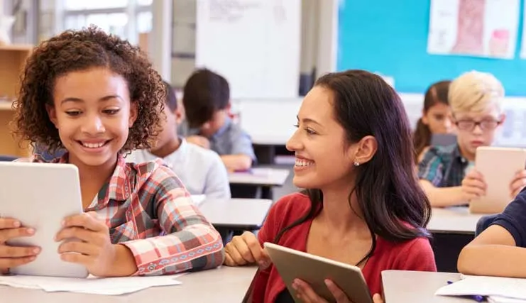 Teacher smiling
