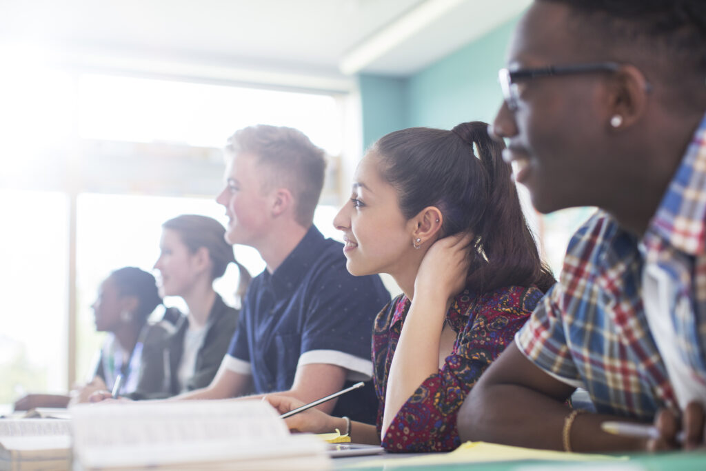 high school students in class