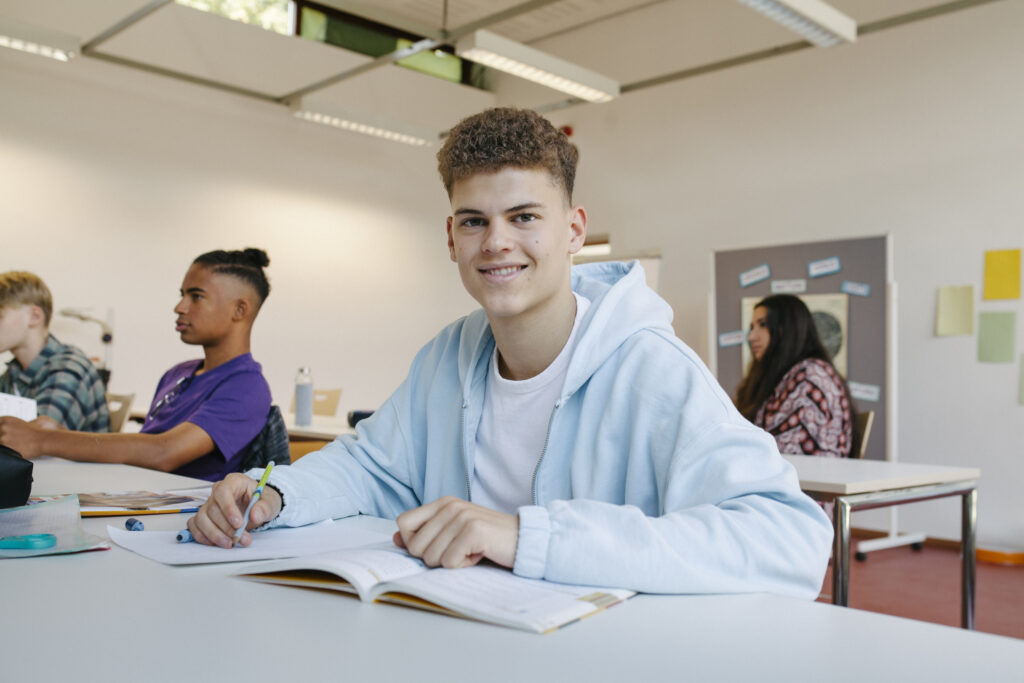 high school student in classroom