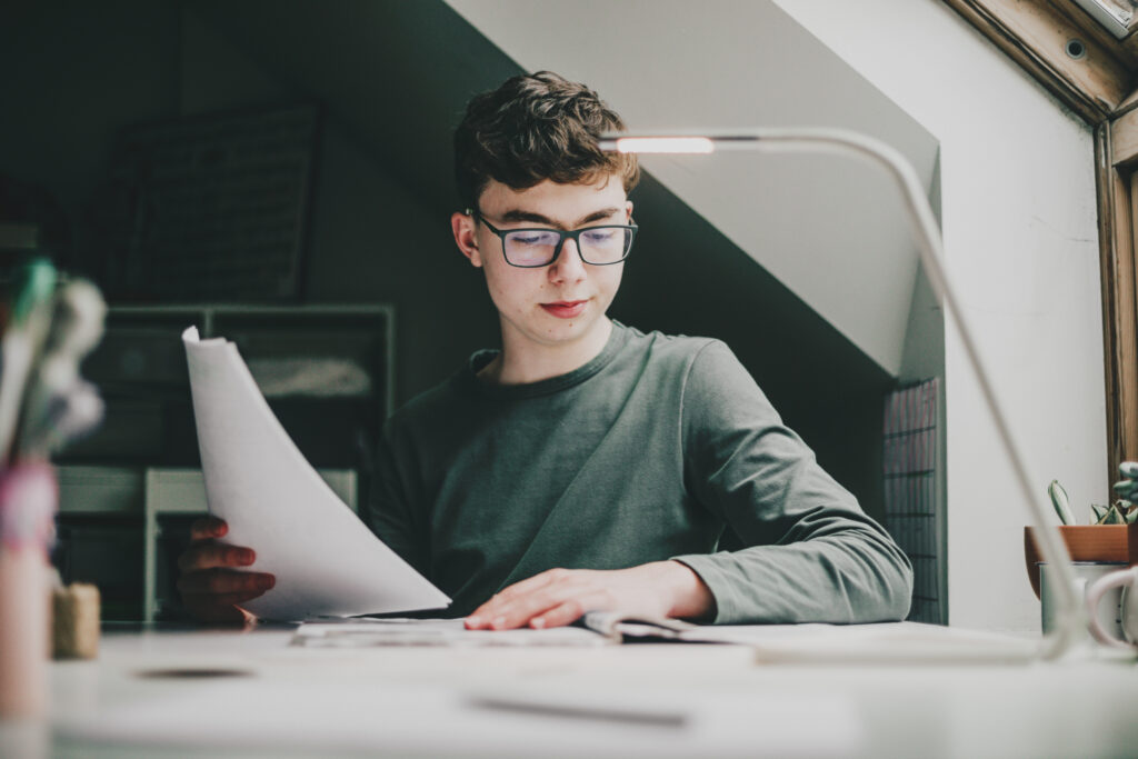 teen studying