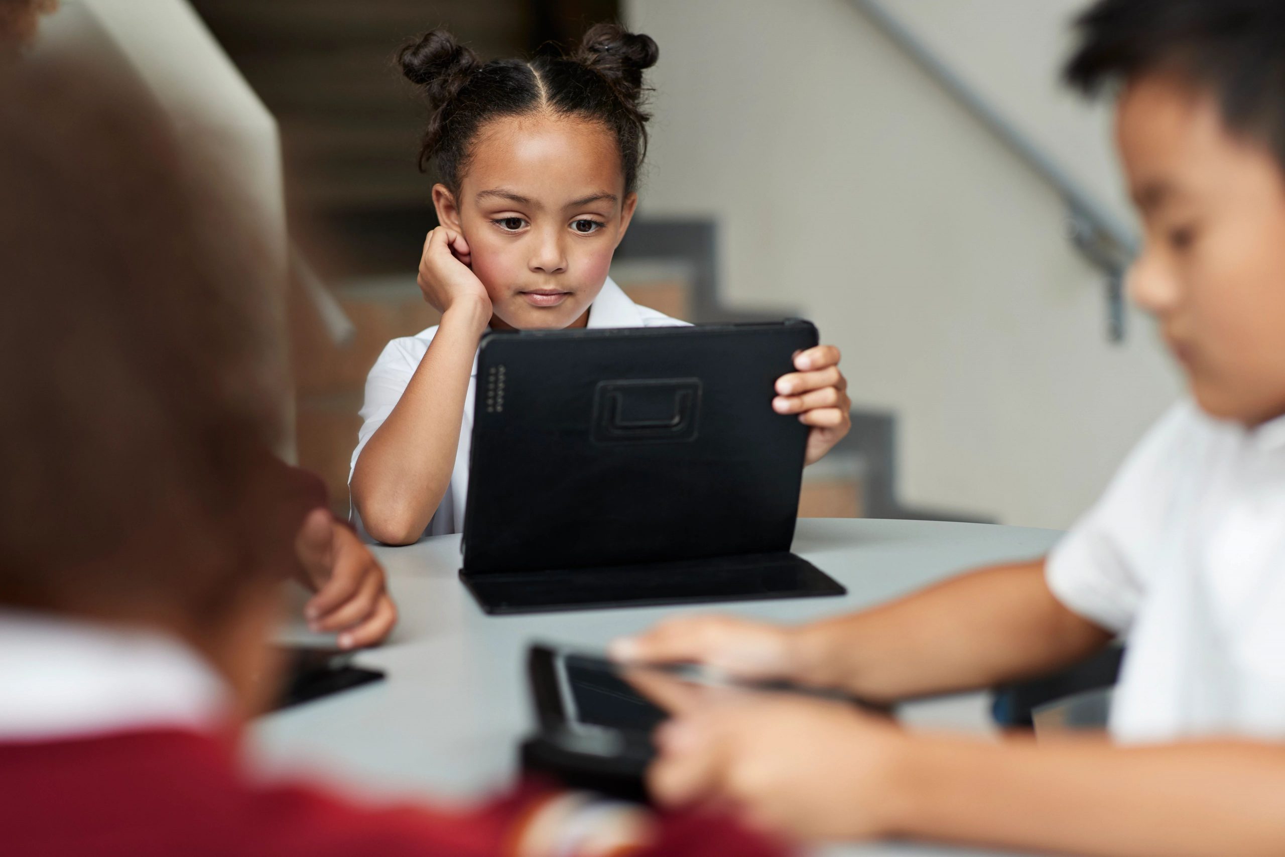 young student on tablet