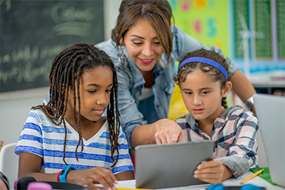 Teacher and two students