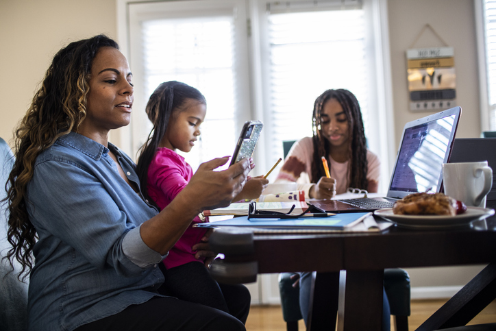 parent using phone