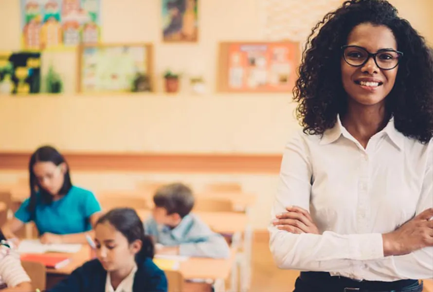 A teacher in her classroom