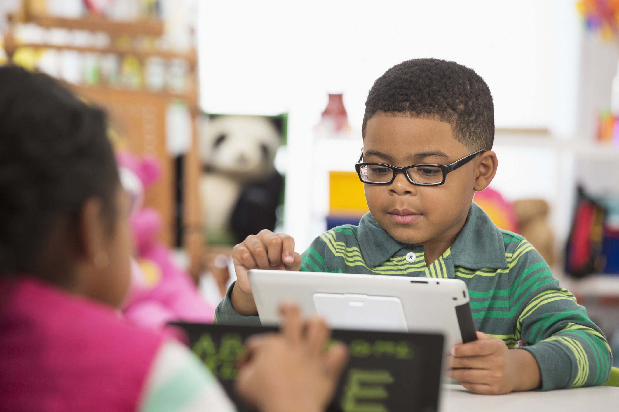 Young boy on tablet