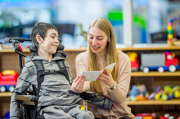 Boy in wheelchair