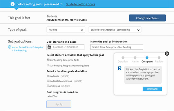 Confidently move students forward with a goal-setting tool complete with step-by-step directions and an intuitive user interface. 