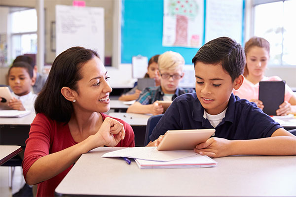 Teacher and boy