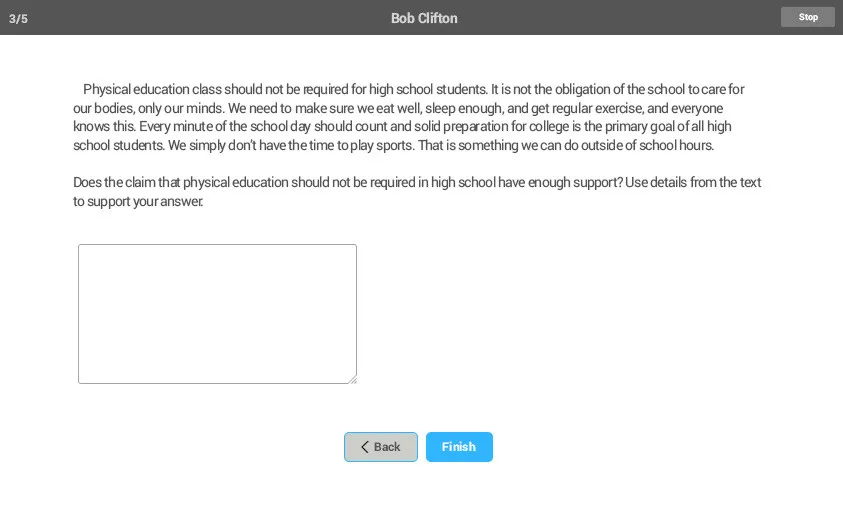 Constructed response items screenshot