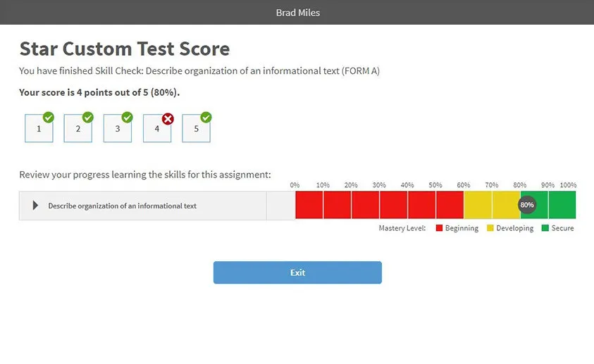 Multiple Choice Custom Test Score screenshot
