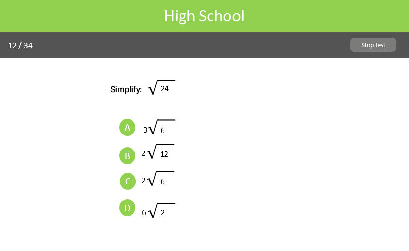 High School test Sample screenshot
