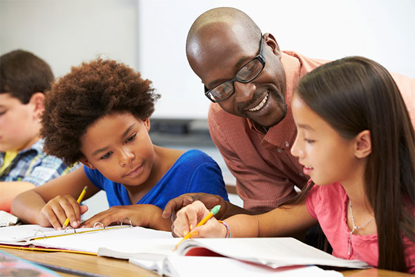 Teacher and students