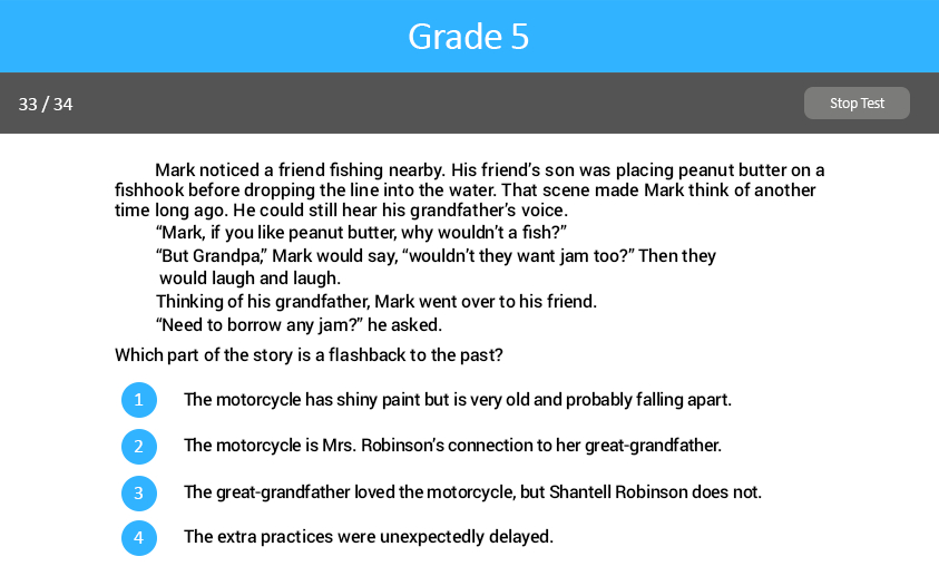 Understanding Author’s Craft Grade Five test screenshot.