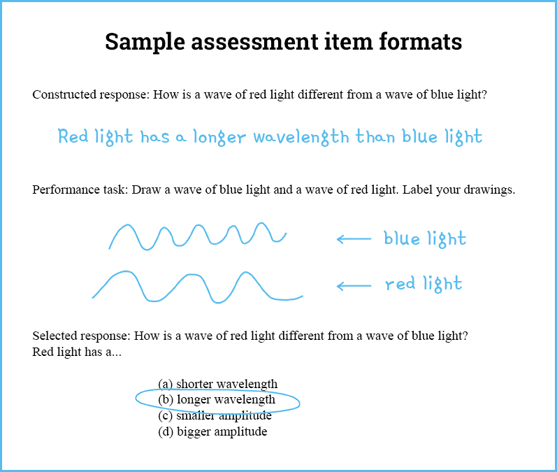 sample assessment item formats