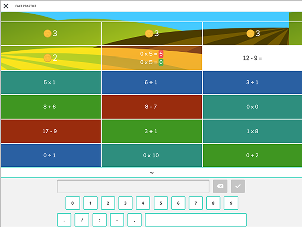 Freckle MathFacts Subjects screenshot