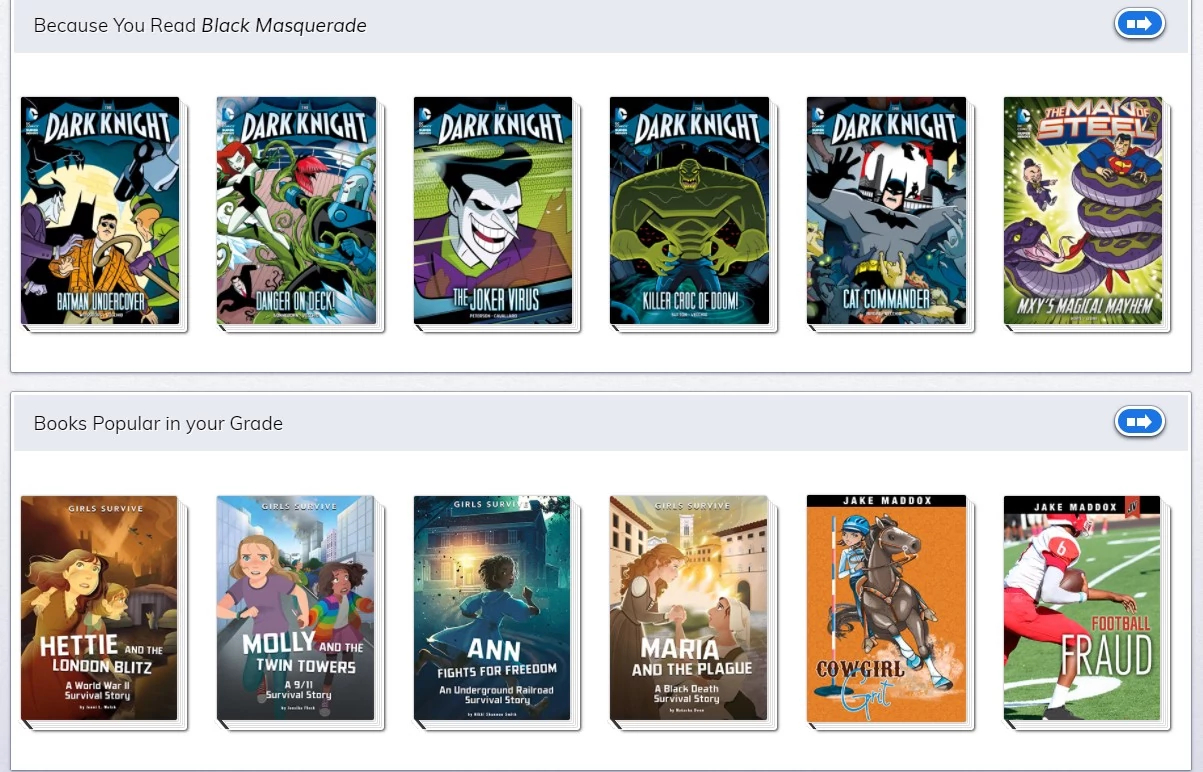 myON Motivation interest screenshot with dragon book.