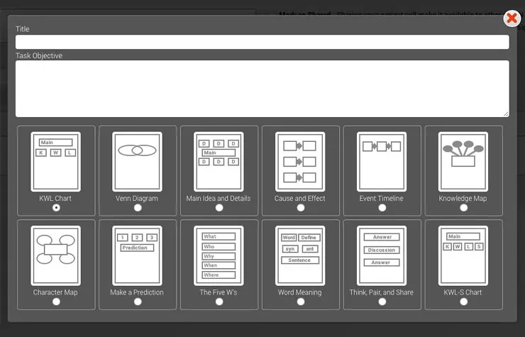 Graphic organizers in myON