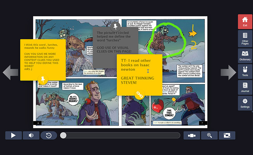 myON Skills screenshot - Graphic Novel images.