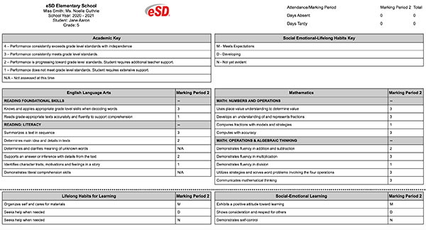 eSchoolData student report