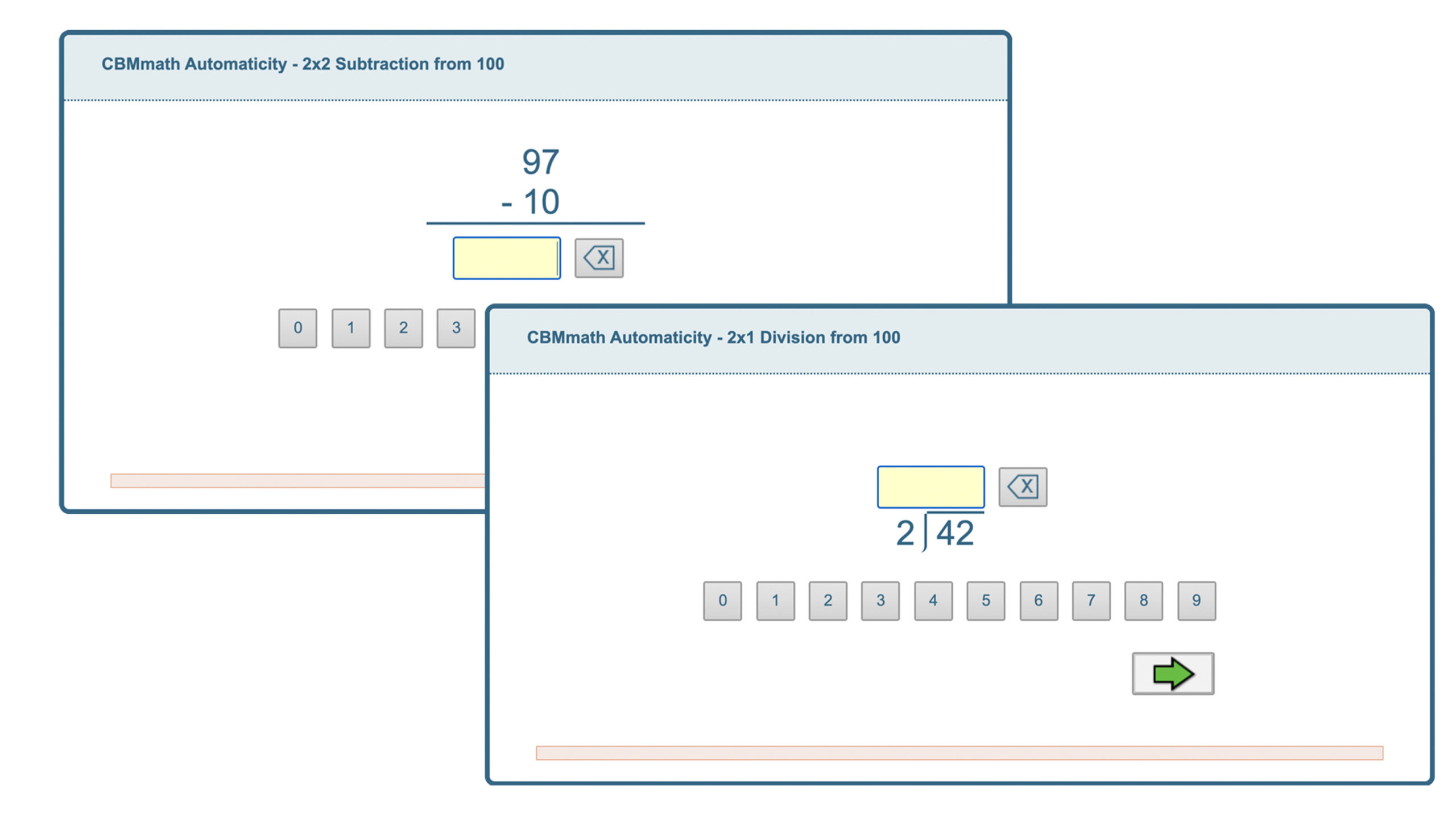 CBMmath automaticity screenshot