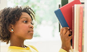 Girl in library