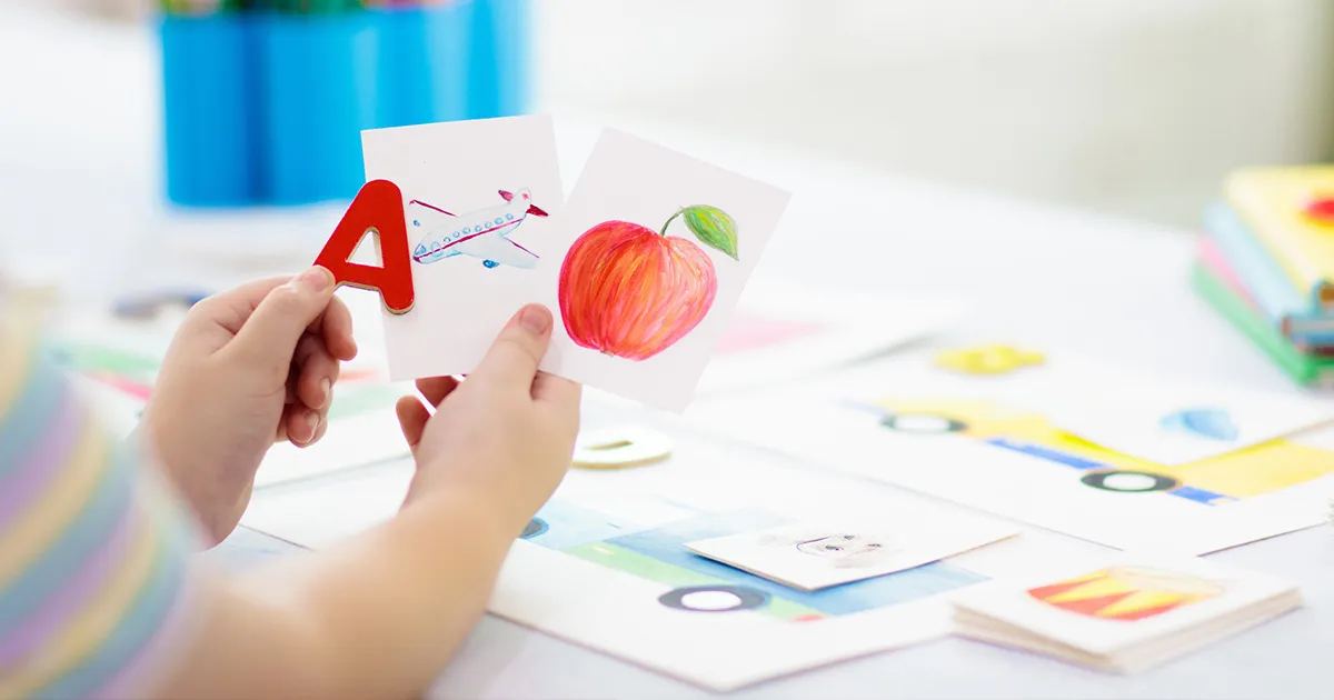 A student learning basic literacy skills