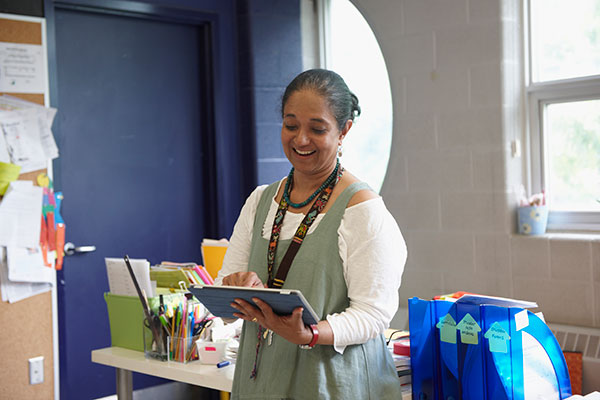 Teacher in front of a classroom