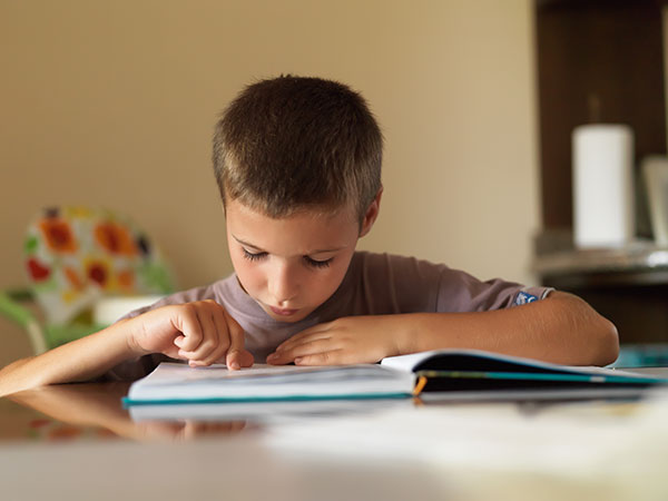 Boy reading a book