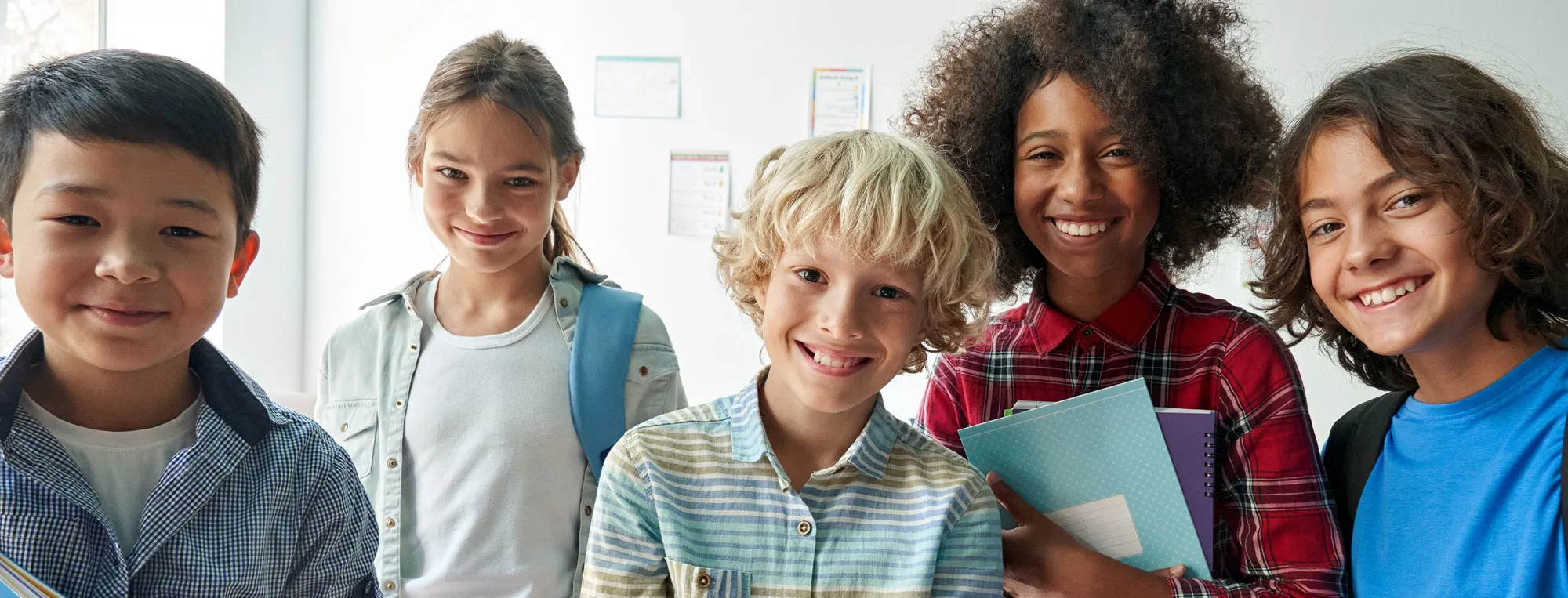 group of kids looking at you in a classroom