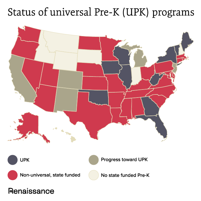 USA map of publicly funded preschool services