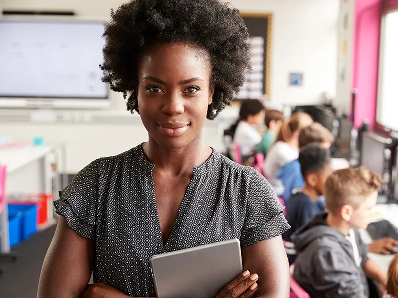 Female teacher in technology classroom