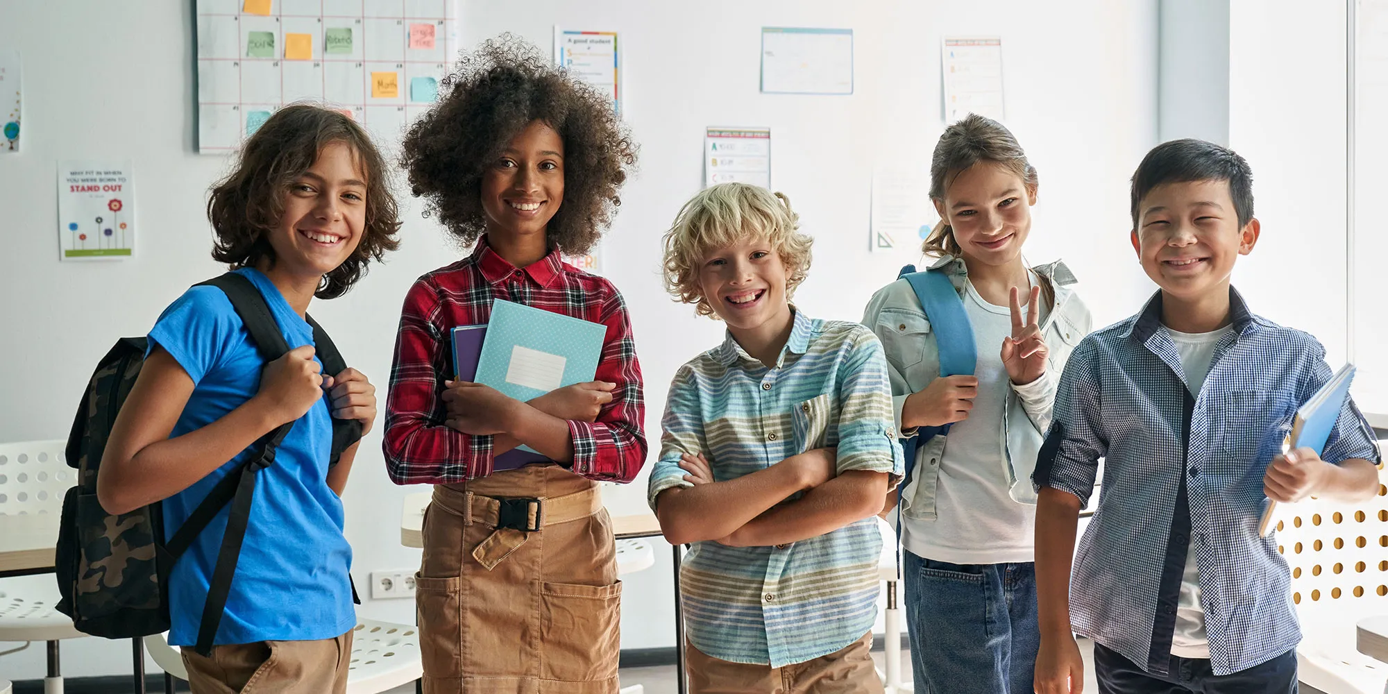 Group of smiling middle-schoolers