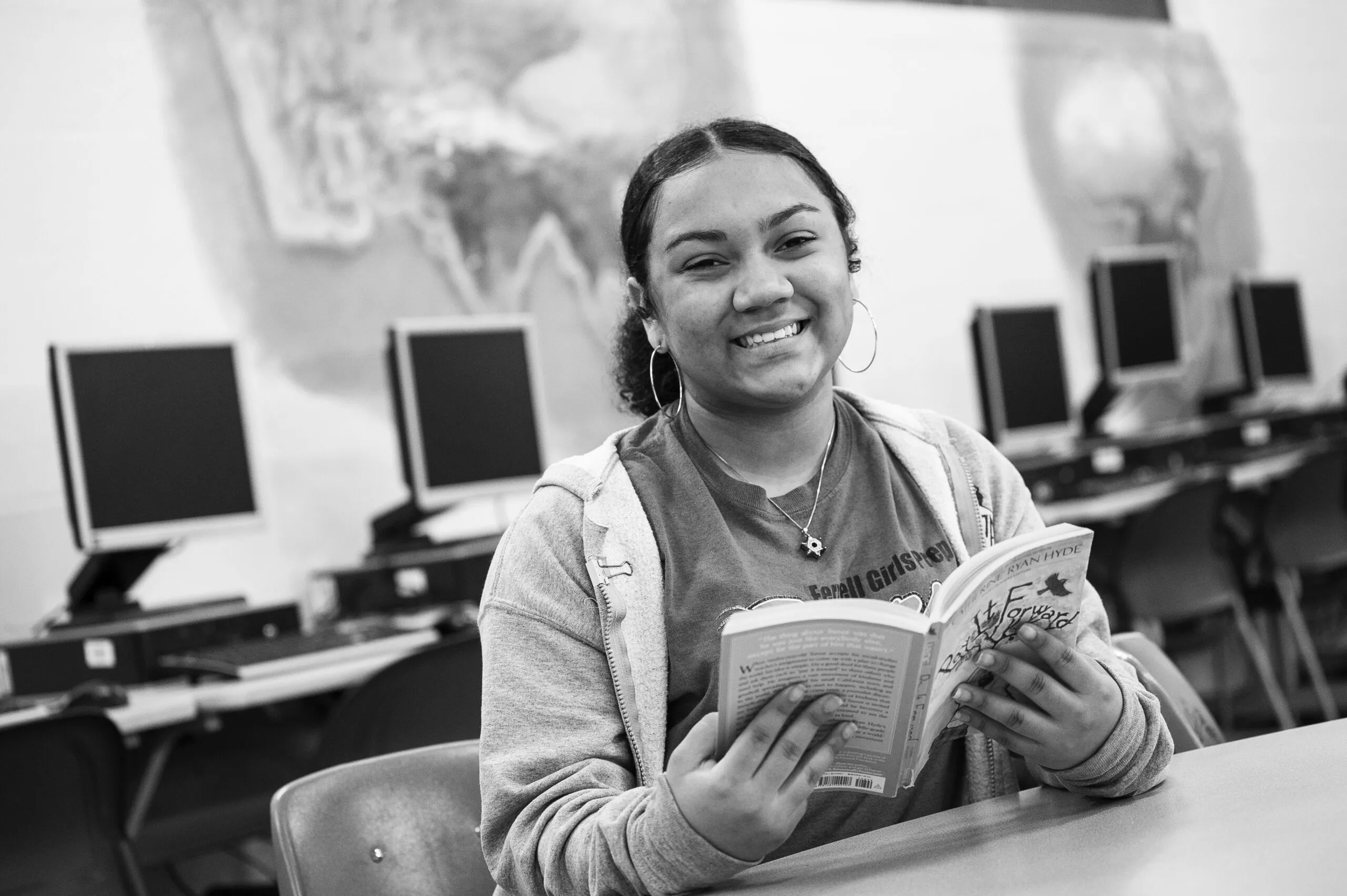 A student reading a book