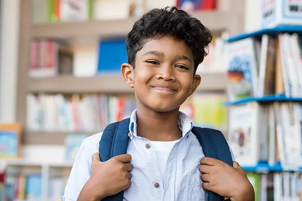 Male child in library
