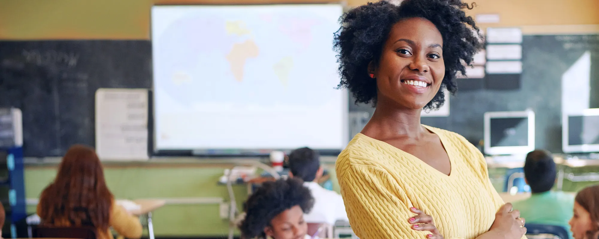 Female teacher in an elementary school classroom