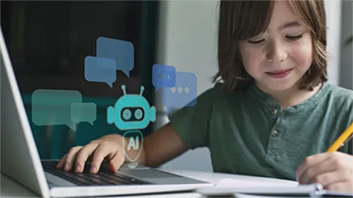 A child using AI for homework