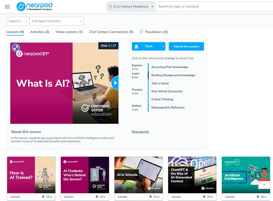 AI lessons in Nearpod from Renaissance