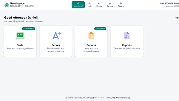 SchoolCity student launchpad