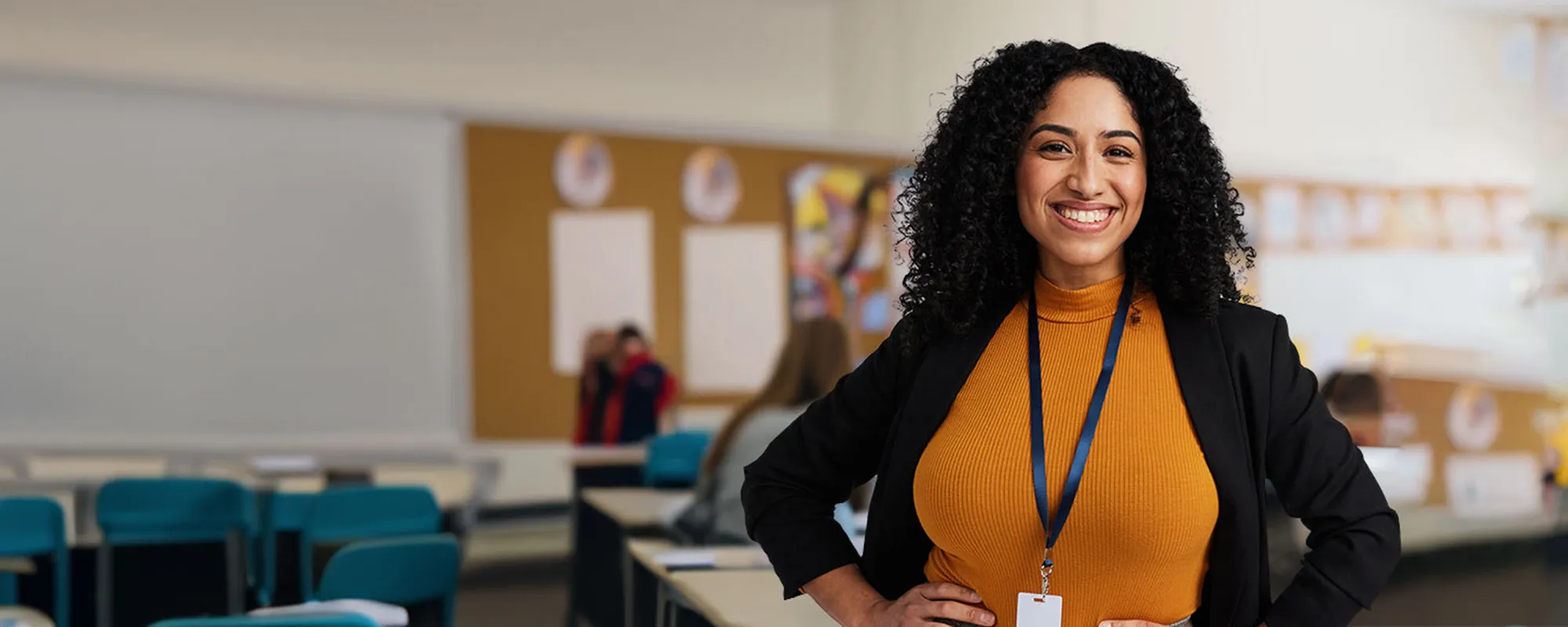 A female teacher in her classroom