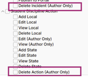 Teacher roles and discipline permissions screenshot