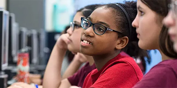 Students using Renaissance on a classroom computer