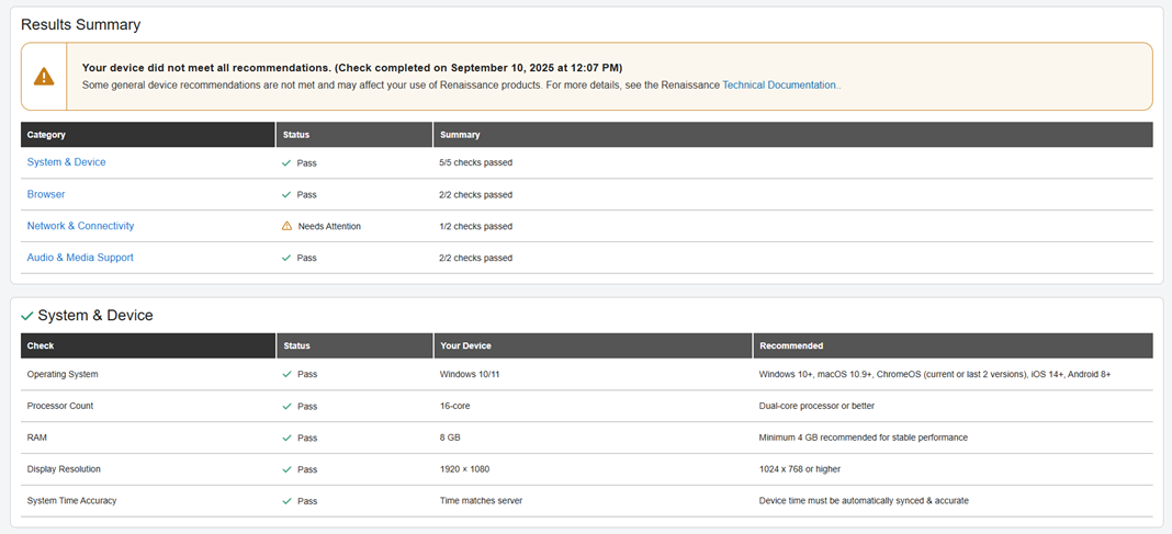 Renaissance Star Assessments diagnostic check tool dashboard image