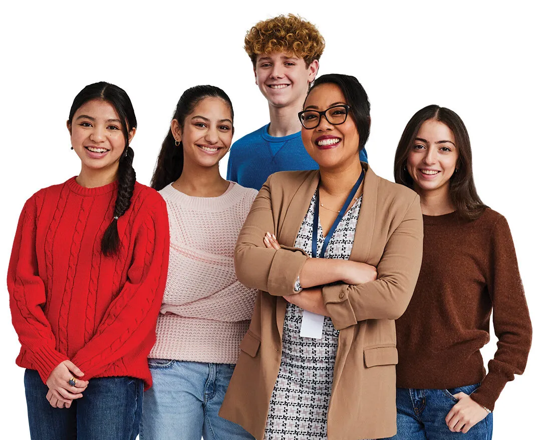 a group portrait of a teacher and students 