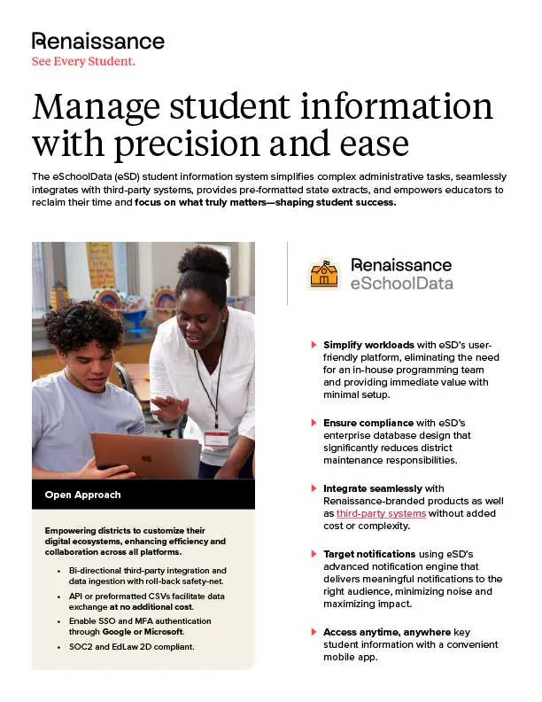 The cover image of the eSchool product flyer