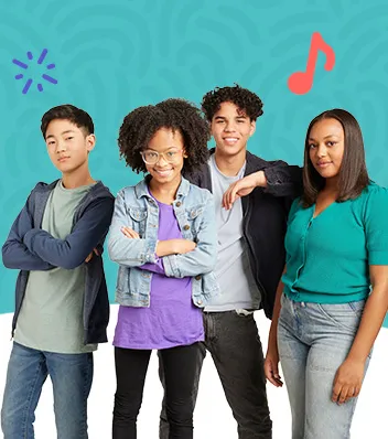 an image of four students who use Flocabulary in school