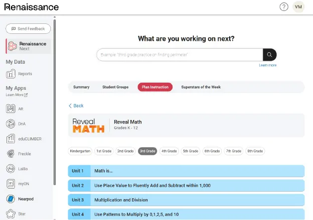 McGraw Hill Reveal Math in Renaissance Next