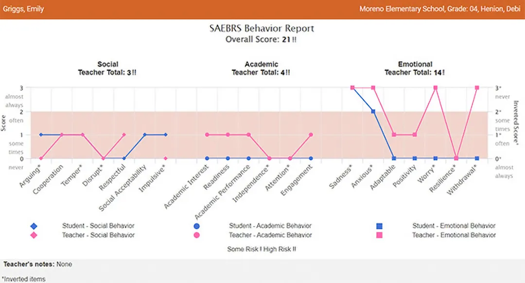 SAEBRS Individuals skill report