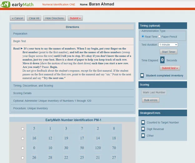 FastBridge earlyMath sample image